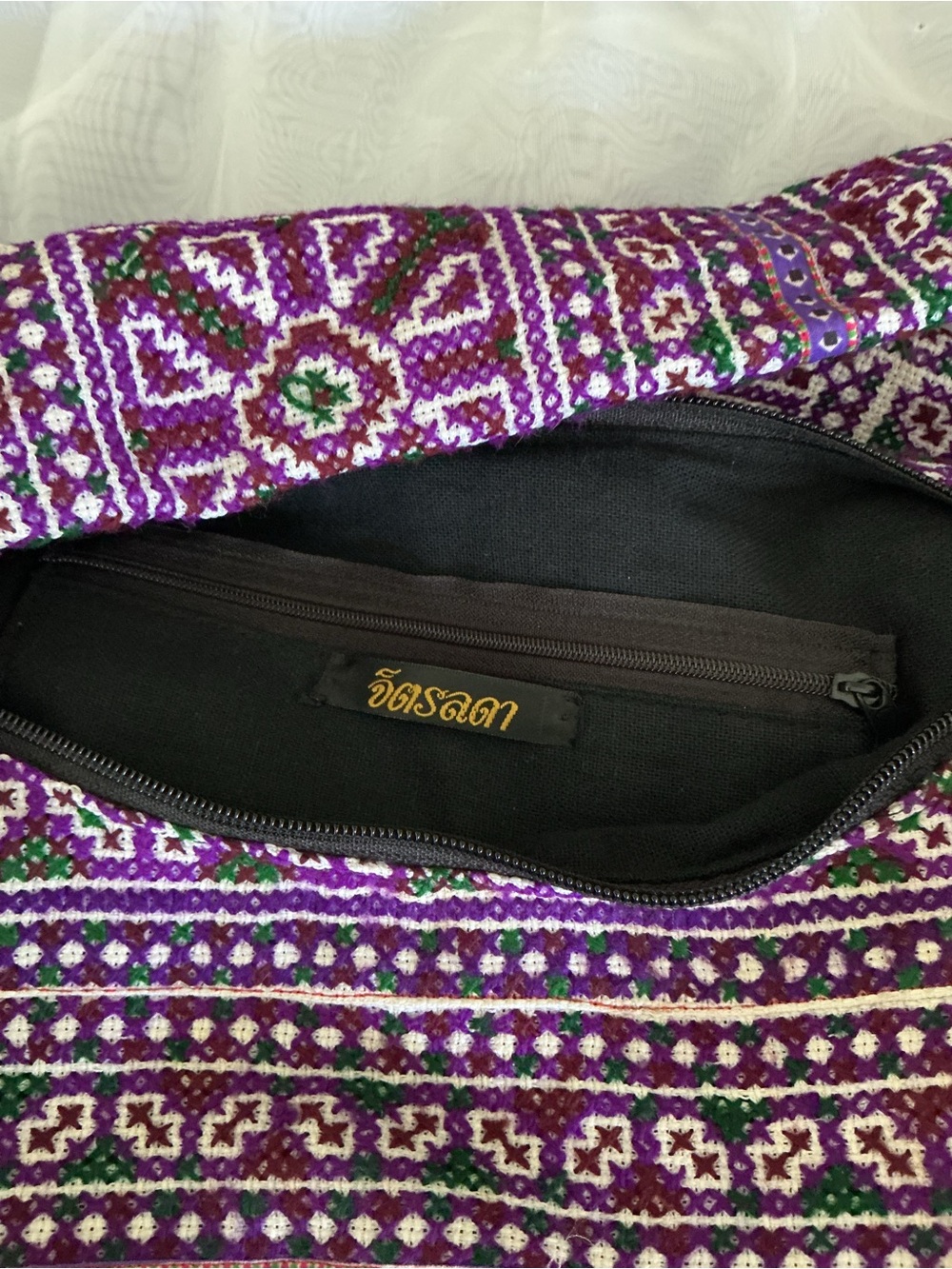 Purple Patterned Boho Shoulder Bag - Picture 5 of 5